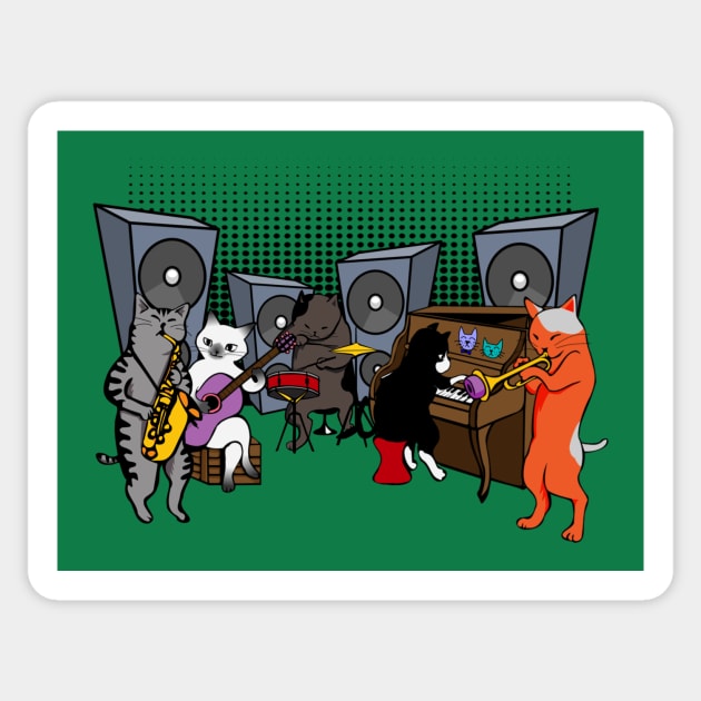 Rocking Cat Jazz Band Sticker by LefTEE Designs